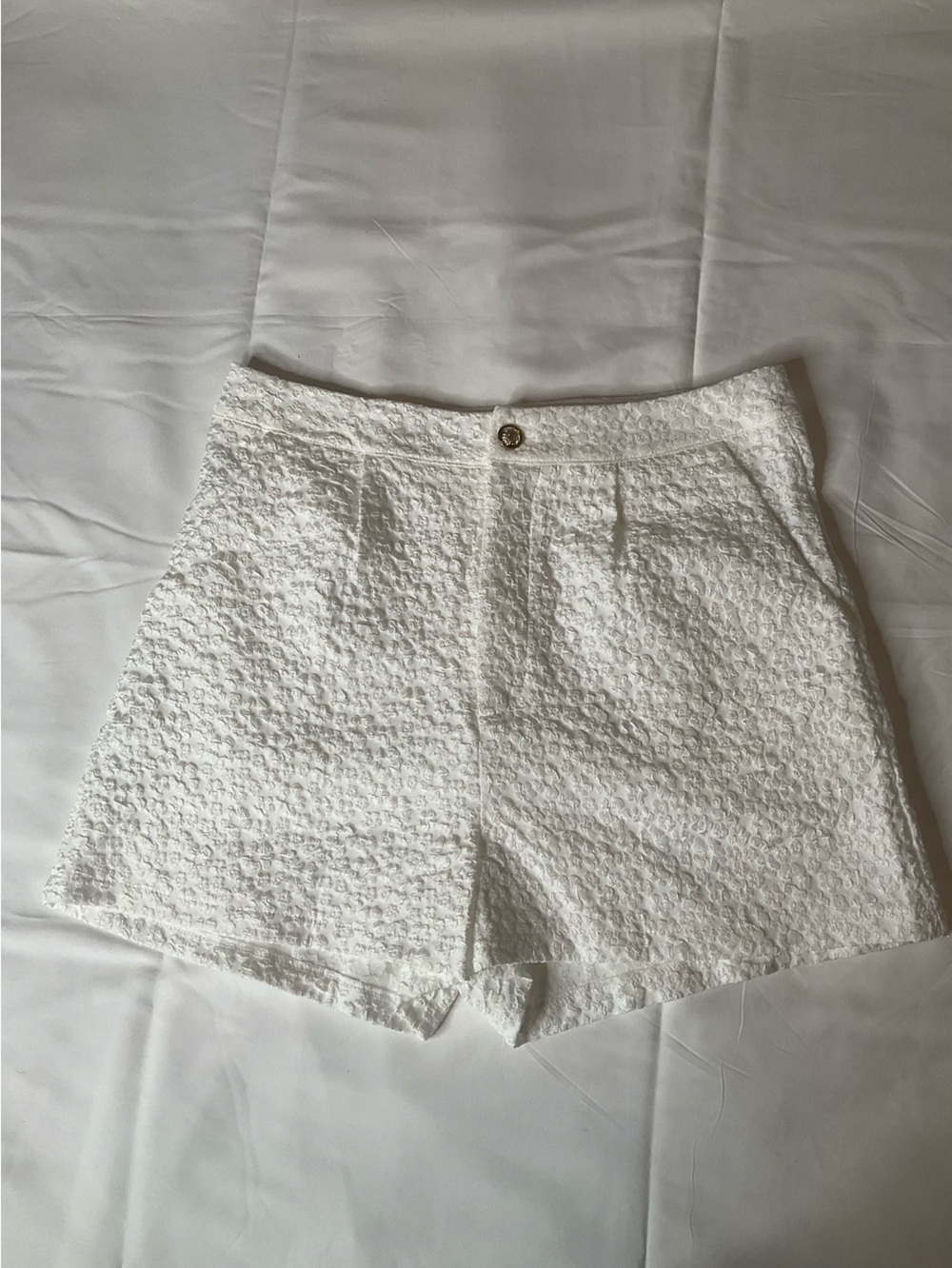 Fashion Nova White Textured High-Waist Shorts